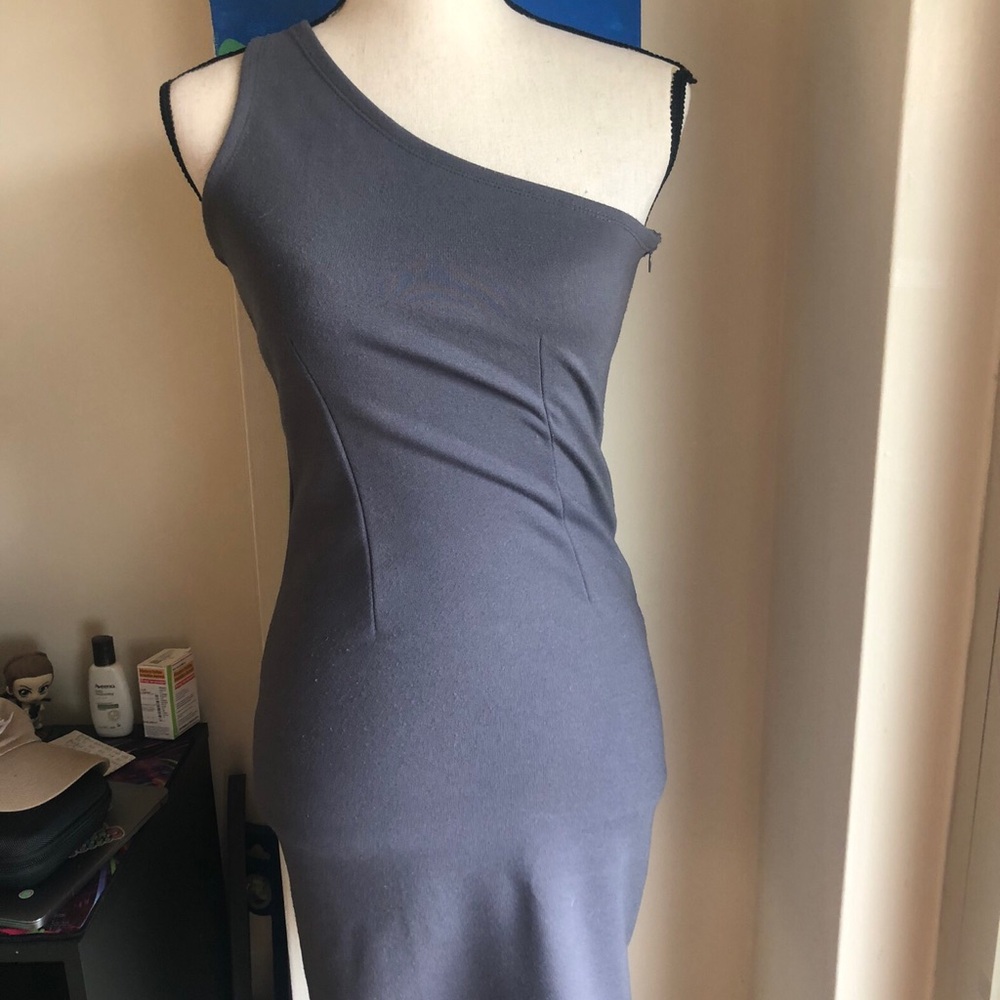 One-Shoulder Gray Bodycon Dress